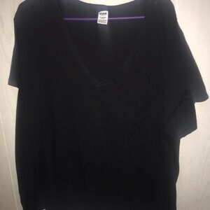 Black V-Neck Pink shirt